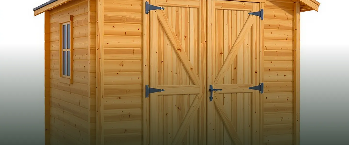 Cedar backyard storage shed in a garden setting